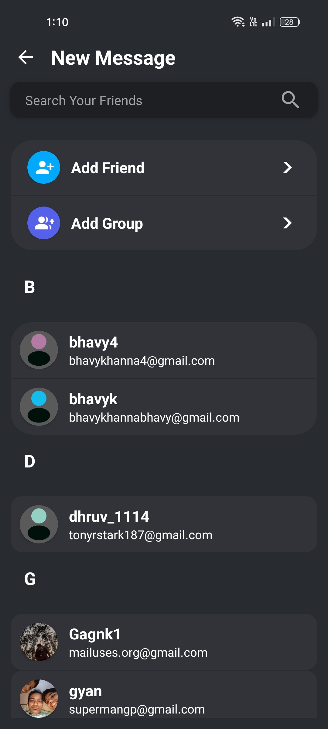 Friends list